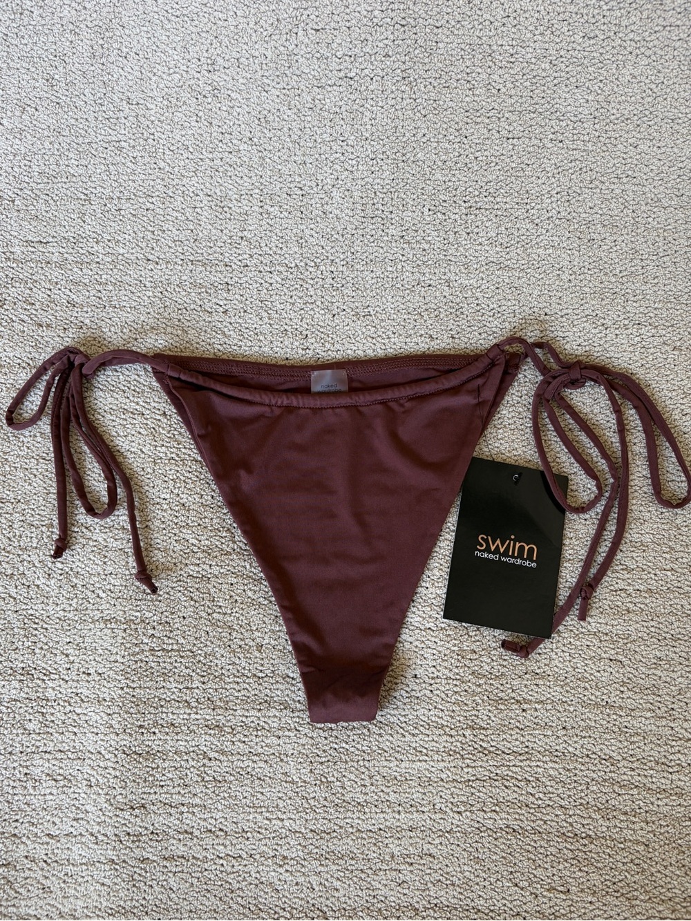 Naked Wardrobe Chocolate Brown String Bikini Bottoms XL cheeky thong minimalist